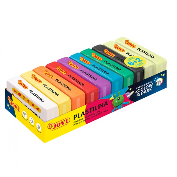 PACK 10 PLASTILINAS 50GR COLOR GLOW DAR