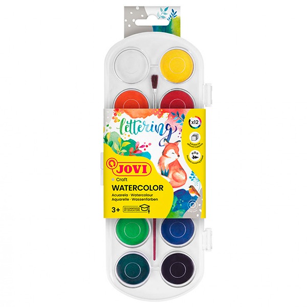 CAJA 12 ACUARELAS 30MM COLORES JOVI