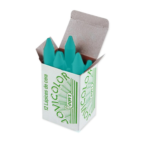 CAJA 12 CERAS DURAS AZUL TURQUESA