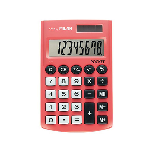 CALCULADORA 8 DIG.POKET TOCH ROJA