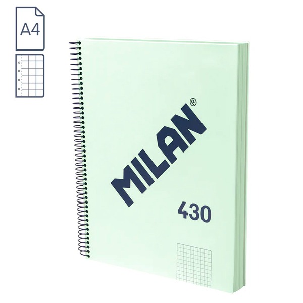 LIBRETA A4 VERDE 80H ESPIRAL CUADRICULA