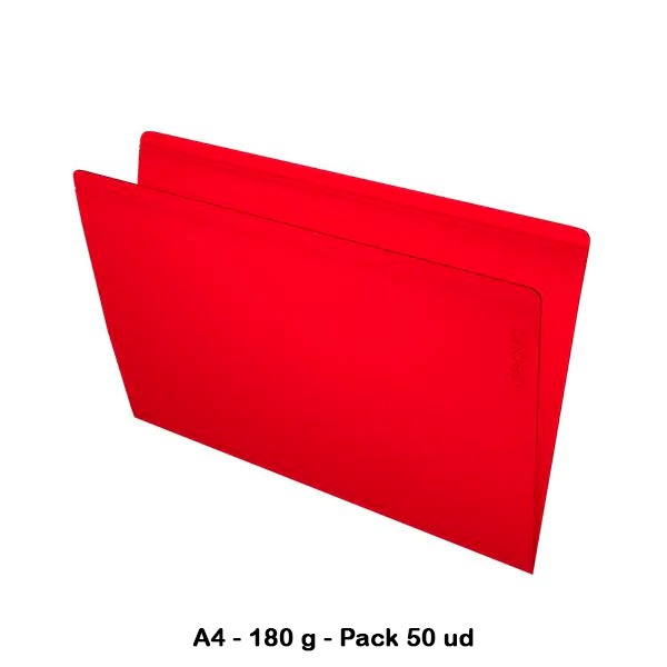 PAQ. 50 SUBCARPETAS A4 185GR ROJO