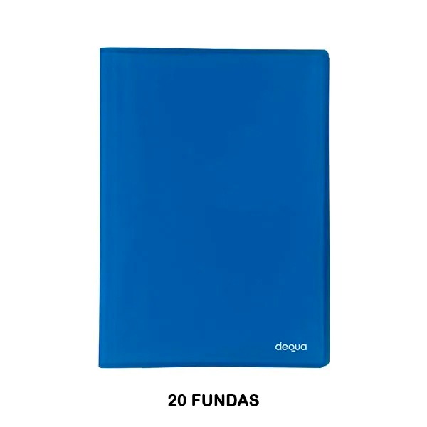 CARPETA DEQUA 20 FUNDAS AZUL TRANS