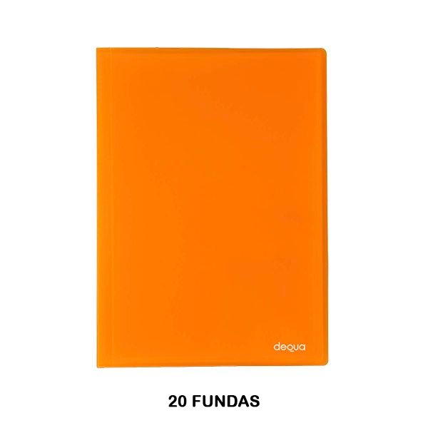 CARPETA DEQUA 20 FUNDAS NARANJA TRANS