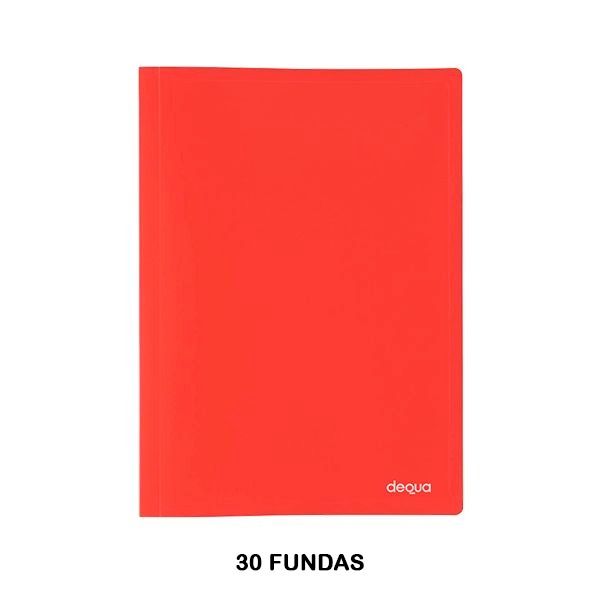 CARPETA DEQUA 30 FUNDAS ROJO TRANS