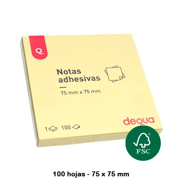 NOTAS ADHESIVAS 75X75MM DEQUA AMARILLAS