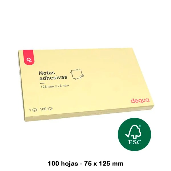 NOTAS ADHESIVAS 76X127MM DEQUA AMARILLA