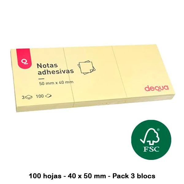 PACK 3 BLOCS DE NOTAS 50X40MM DEQUA AMA
