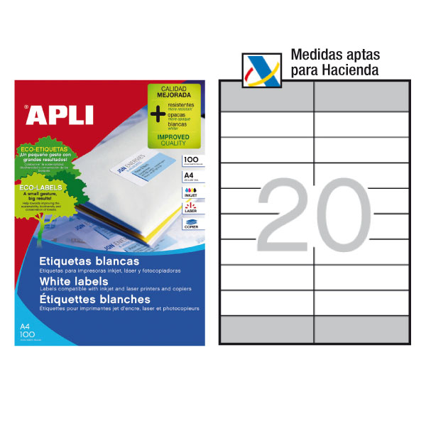 CAJA 2000 ETIQUETAS E/RECTAS HACIENDA