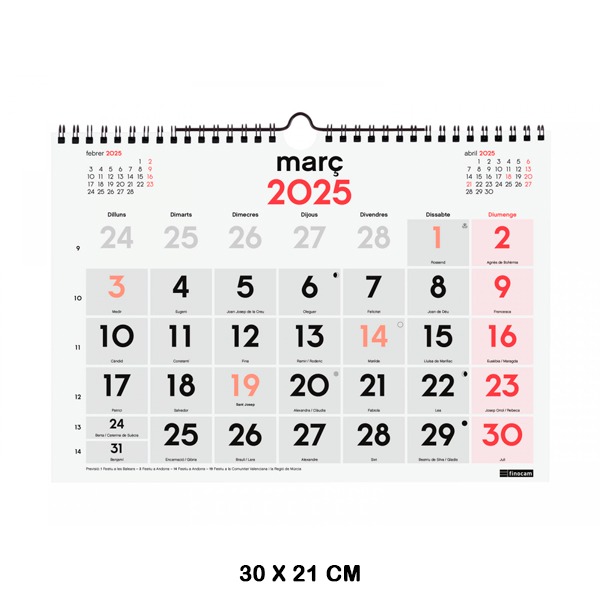 CALENDARIO PARED NUM.GRANDES M 2025