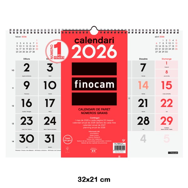 CALENDARIO PARED NUM.GRANDES M 2026