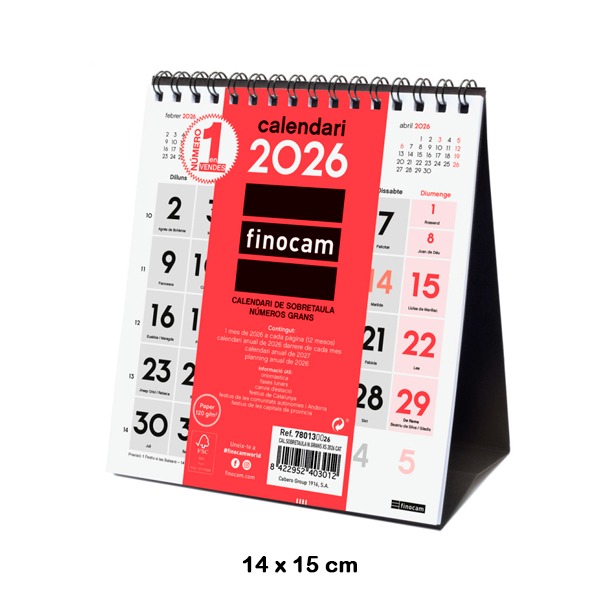 CALENDARIO SOBREMESA ESCRIBIR XS 2026