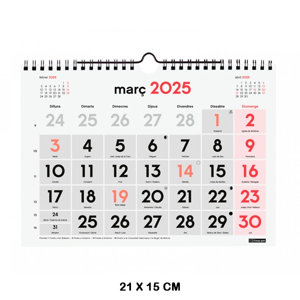 CALENDARIO PARED NUM.GRANDES S 2025