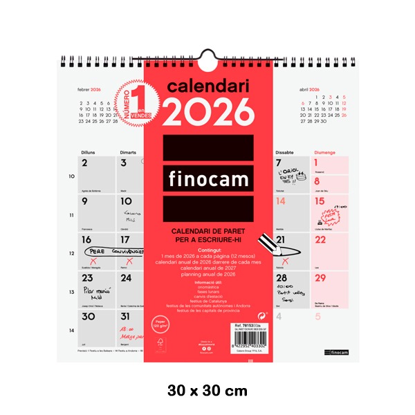 CALENDARIO PARED ESCRIBIR 30X30 2026