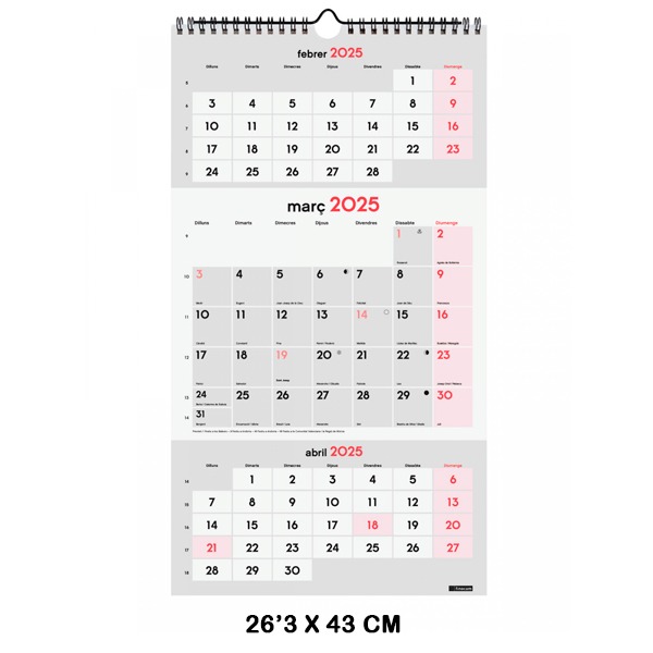 CALENDARIO PARED ESCRIBIR 3M/V 2025