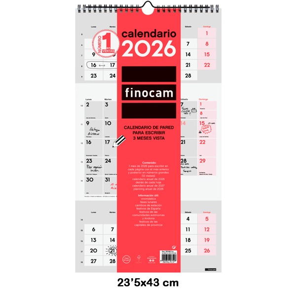 CALENDARIO PARED ESCRIBIR 3M./V 2026