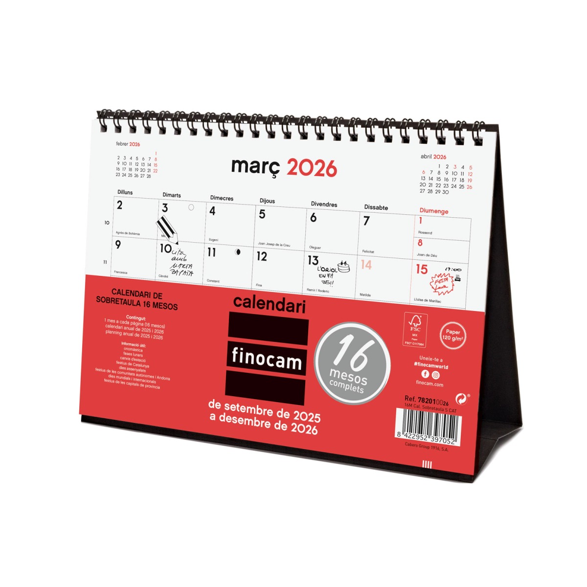 CALENDARIO SOBREMESA 16M S 25/26