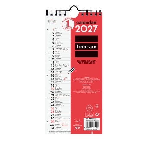 CALENDARIO PARET ESCRIBIR LARGO S 2027