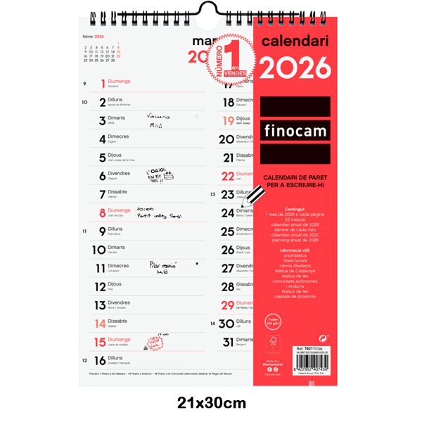 CALENDARIO PARED DOS COLUMNAS M 2026