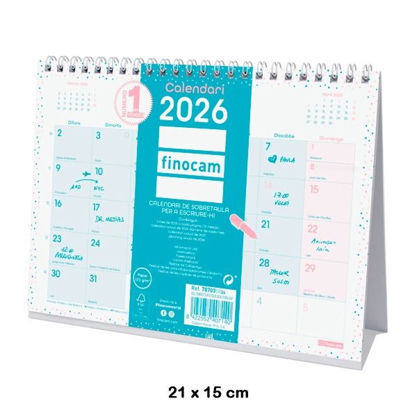 CALENDARIO SOBREM.ESC. CHIC 2026 TURQUES