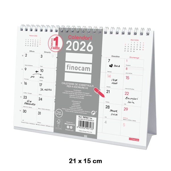 CALENDARIO SOBREM.ESC. CHIC 2026 BLANCO