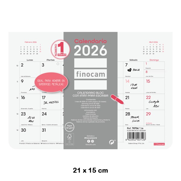 CALENDARIO BLOC IMAN CHIC.S 2026 BLANCO