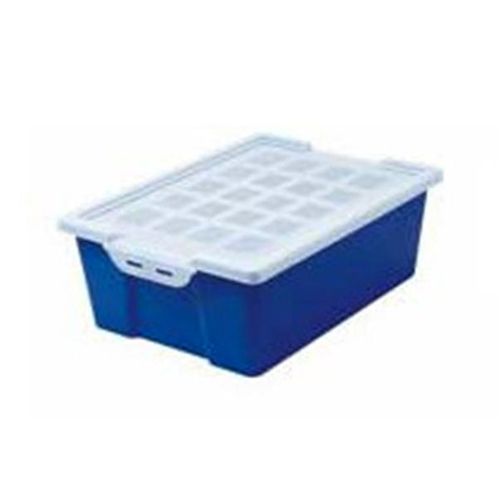 CAJA PLASTICO 42X31X14,8CM. AZUL C/TAPA