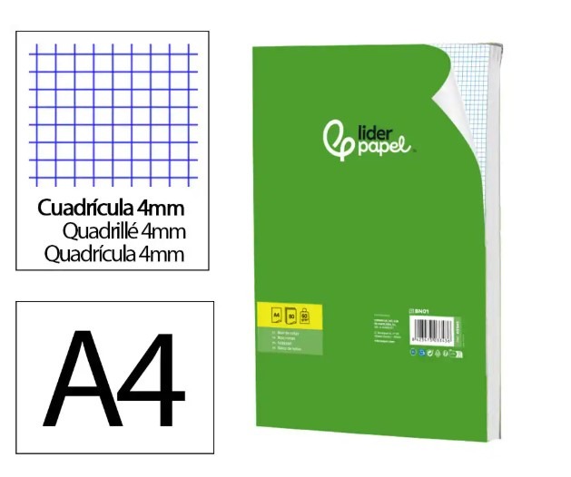 BLOC A4 80H 60GR CON TAPA CUADRICULADO