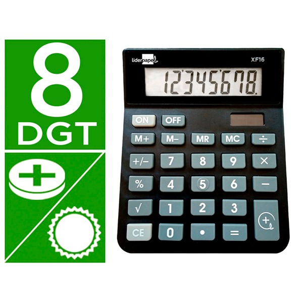 CALCULADORA  8 DIGITOS LIDERPAPEL NEGRA