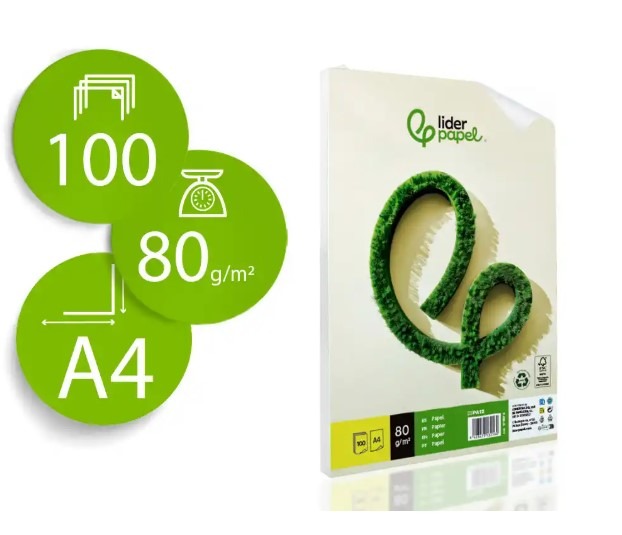 PAQ. 100H PAPEL RECICLADO A4 80GR