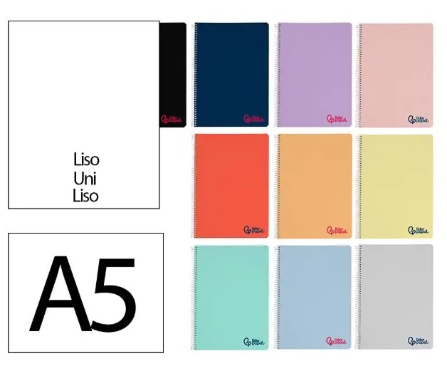 LIBRETA T.A5 TAPA PLASTICO 80H 90GR LISA
