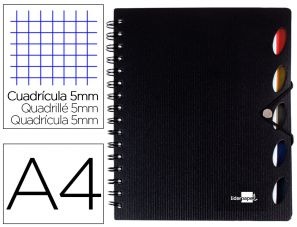 LIBRETA A4 100H CUAD 5X5 5 SEP T/PLASTIC