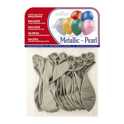 PAQUETE 15 GLOBOS COLOR PLATA