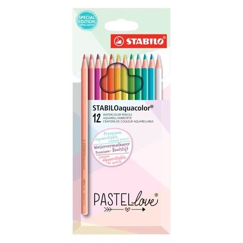 CAJA 12 LAPICES AQUACOLOR PASTEL LOVE