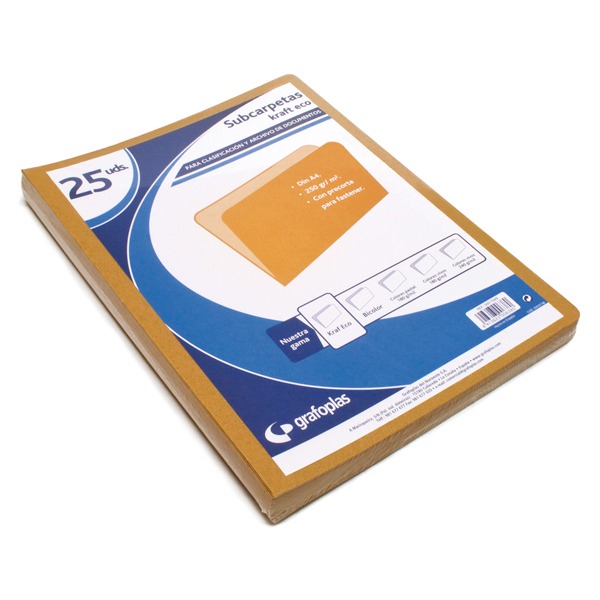 PACK 25 SUBCARPETAS FOLIO KRAFT ECO 170