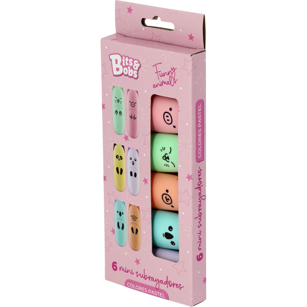 PACK 6 MINISUBRAYADOR PASTEL FUNNY ANIMA