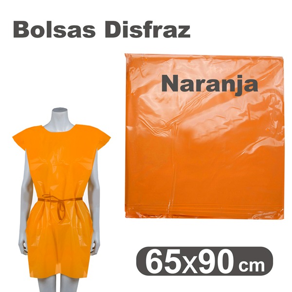 BOLSA PLASTICO DISFRAZ 65X90CM NARANJA
