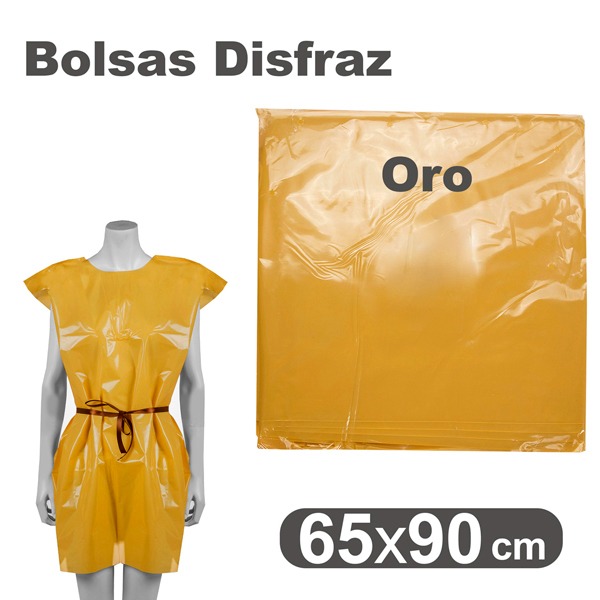 BOLSA PLASTICO DISFRAZ 65X90CM ORO