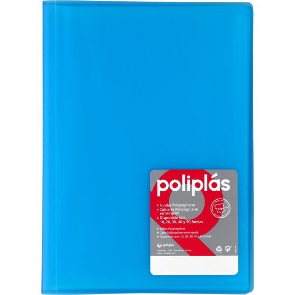 CARPETA DEQUA 30 FUNDAS A4 TAPA AZUL