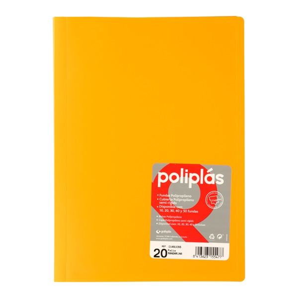 CARPETA POLIPLAS 20 FUNDAS MANDARINA