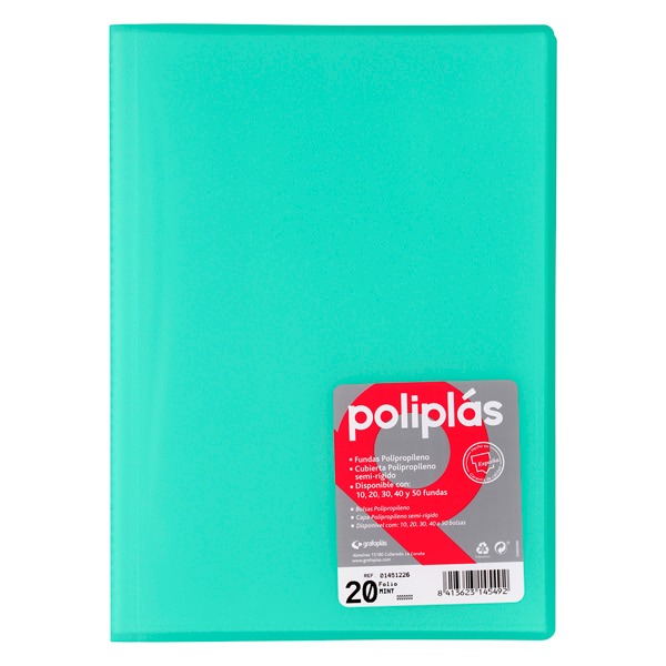 CARPETA POLIPLAS 20 FUNDAS TRANSL MINT