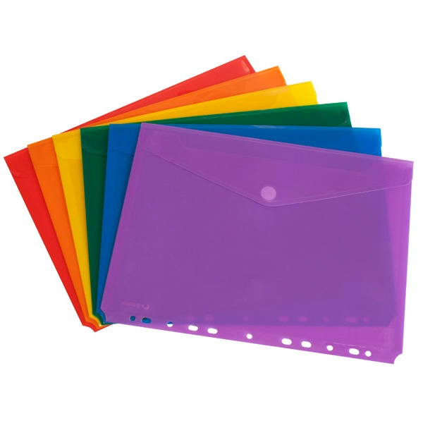 SOBRE PLASTICO FOLIO C/TALADRO + VELCRO