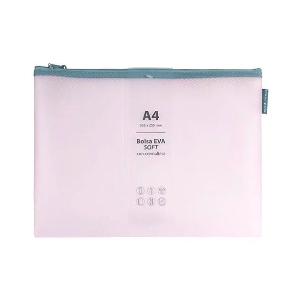 BOLSA ZIPPER GRAFOPLAS EVA MATE A4 ROSA