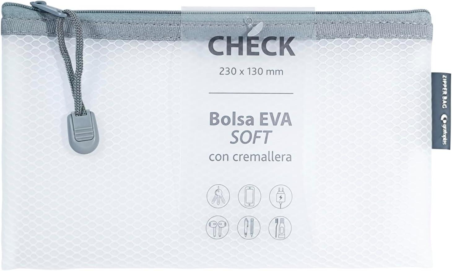 BOLSA ZIPPER GRAFOPLAS EVA CHECK BLANCA