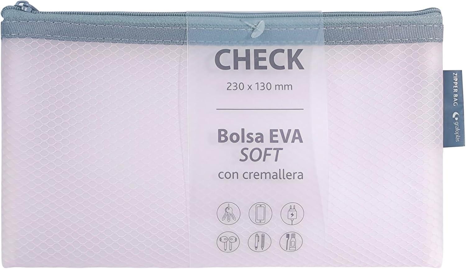 BOLSA ZIPPER GRAFOPLAS EVA CHECK ROSA