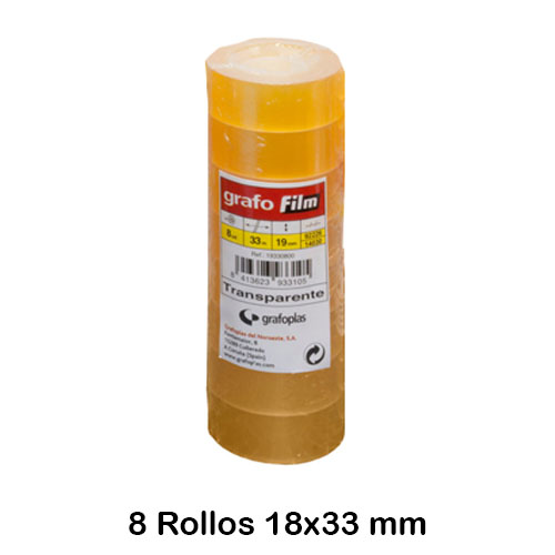 PACK 8 ROLLOS CINTA ADHESIVA 33X19MM FI