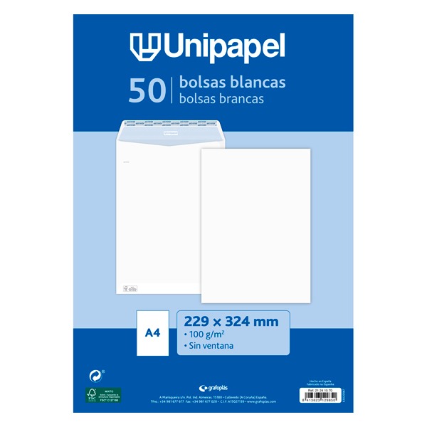 PACK. 10 SOBRES DIN A4 FOLIO 25X35 BLAN