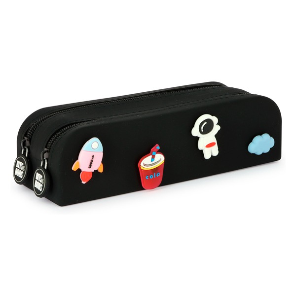 ESTUCHE DOBLE DIY SILICONA PINS NEGRO