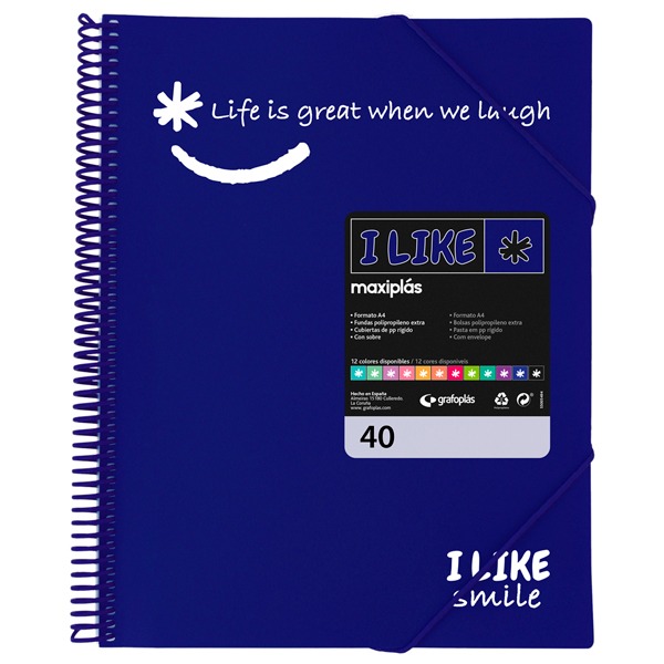 CARPETA 40 FUNDAS ESPIRAL MAXIPLAS AZUL