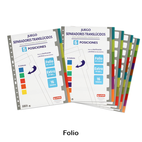 JUEGO 10 SEPARADORES FOLIO PLASTICO 500